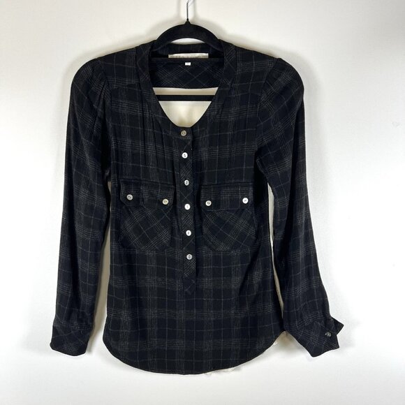 Ulla Johnson Women’s Size 2 Plaid Popover Top Ruched Silk Back  Designer - Picture 1 of 7